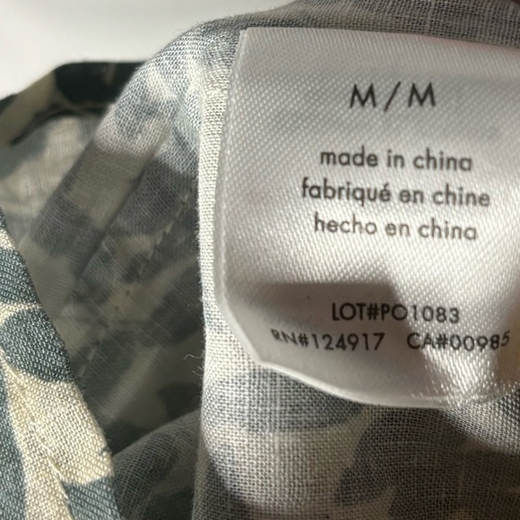 Onia | NWT medium | linen blend true wrap mini dress in green leaf on ecru - Picture 4 of 11